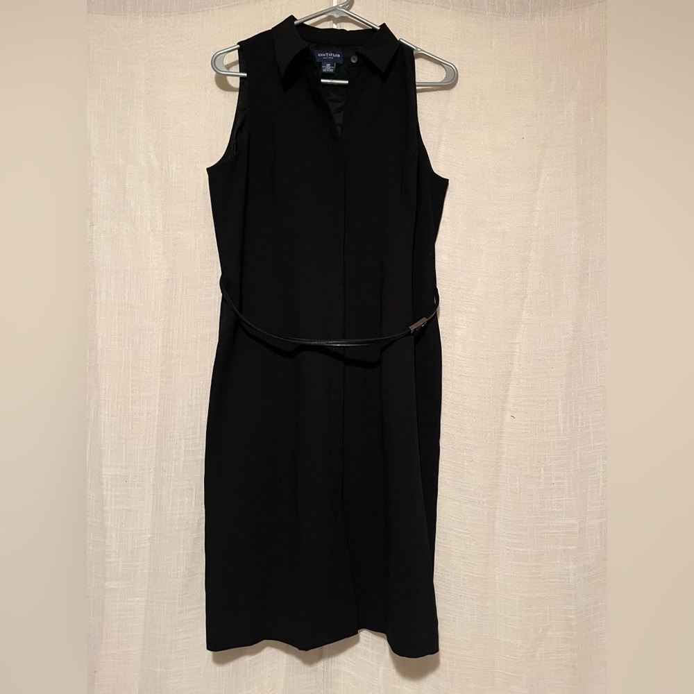 Ann Taylor Petites Black Belted Shirt Dress – Size 12P